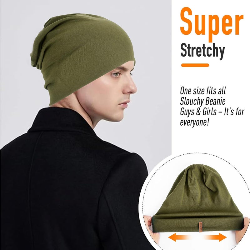 HAMUNI Slouchy Beanie for Women Cotton Beanies Hats Men Lightweight Soft Chemo Headwear Warm Skull Cap for All Seasons - Image 3